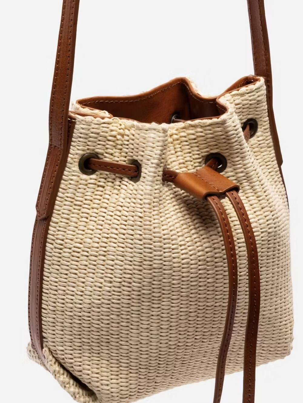 NWOT Johny Was Italian Raffia Crossbody Bucket Bag